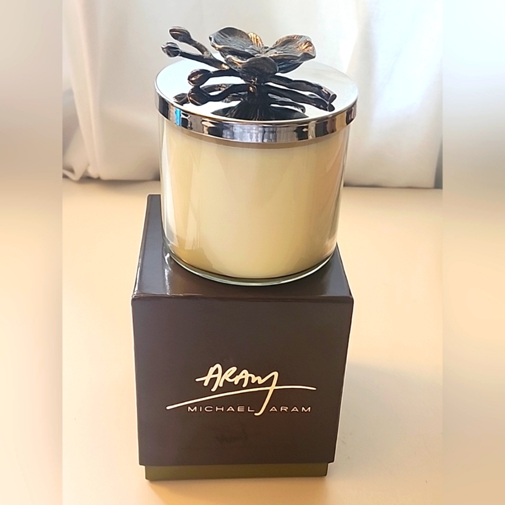 Rare Michael Aram Black Orchid Scented Candle 13.5 Oz. Made In USA. NEW IN BOX.